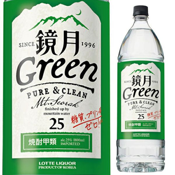 韓国焼酎 甲類焼酎 25° 鏡月グリーン ペットボトル 1.8L | 《公式》お