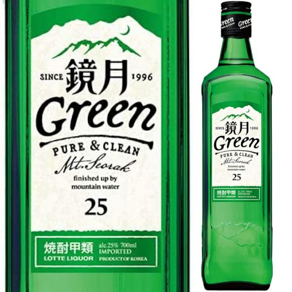 韓国焼酎　甲類焼酎　25°　鏡月グリーン　700ml