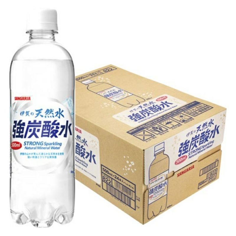 サンガリア 伊賀の天然水強炭酸水 ペットボトル 500ml 24本/ケース